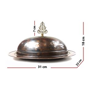 Saltanat Şişme Kapak Kayık Bakır Sahan Antik 30cm