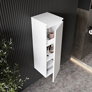 Karen Banyo Deniz 80 Cm Lavabolu, Aynalı Banyo Dolabı, Lavabo Dahil, Boy Dolabı Dahil, Beyaz