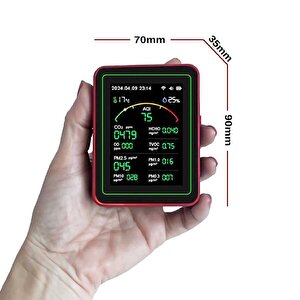 Aek-tech 15'li Aqi,temp,humi,co2,hcho,co,tvoc,pm2.5,pm10,pm1.0,pm0.3 Dedektör Taşınabilir Ev Ofis Hava Kalitesi Ölçüm Cihazı