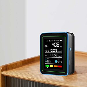 Aek-tech 5'li Co2,hcho,tvoc,sicaklik,nem Dedektör Taşınabilir Ev Ofis Hava Kalitesi Ölçüm Cihazı