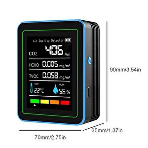 Aek-tech 5'li Co2,hcho,tvoc,sicaklik,nem Dedektör Taşınabilir Ev Ofis Hava Kalitesi Ölçüm Cihazı