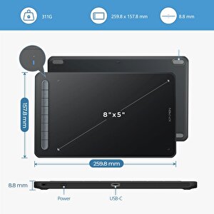 Xp-pen Deco Mw Bluetooth Kablosuz Grafik Tablet Siyah