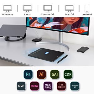 Xp-pen Deco Mw Bluetooth Kablosuz Grafik Tablet Siyah