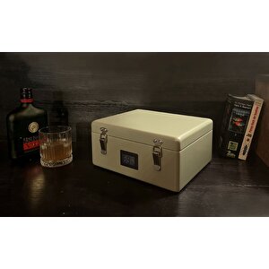 Mezmob İspanyol Sedir Humidor Puro Kutusu Baskı Kilitli Fitilli Haki Yeşil Lake Boya Dijital