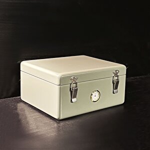 İspanyol Sedir Humidor Puro Kutusu Baskı Kilitli Fitilli Haki Yeşil Lake Boya Analog