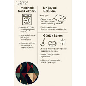 Yuvarlak Halı Geometrik Renkli Modern Tasarım Bebek Ve Evcil Hayvan Dostu Mutfak Halısı