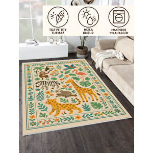 Hayvan Figürlü Halı – Kaymaz & Yıkanabilir | Bebek Ve Evcil Dostu Oyun Halısı | 120x180 100x180 cm