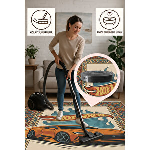 Araba Çocuk Halısı – Kaymaz Ve Makinede Yıkanabilir | Bebek & Evcil Dostu | 120x180 Cm