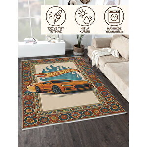 Araba Çocuk Halısı – Kaymaz Ve Makinede Yıkanabilir | Bebek & Evcil Dostu | 120x180 Cm