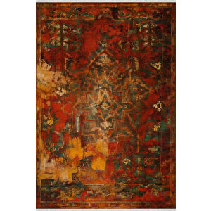 Vintage Kiremit Renkli Halı – Makinede Yıkanabilir & Kaymaz | Bebek Ve Evcil Dostu Tasarım 120x180 cm