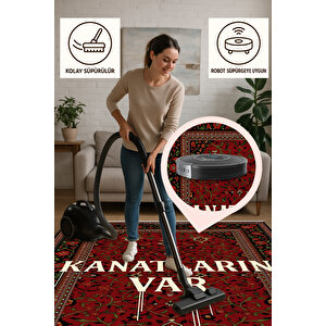 Kanatların Var Yazılı Halı – Kaymaz & Makinede Yıkanabilir | Evcil Ve Bebek Dostu | Klasik Motifli