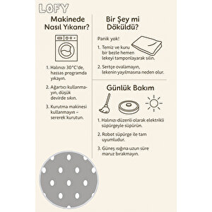 Yuvarlak Halı Gri Puantiyeli Modern Tasarım | Bebek & Evcil Dostu Kaymaz Salon Halısı