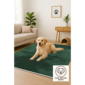 Tek Renk Zümrüt Yumuşak Dokulu Modern Halı 160x230 80x500 cm