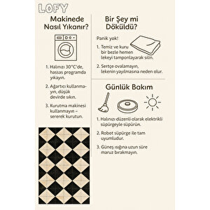Karo Desen Retro Görünümlü Halı Yıkanabilir 160x230 Cm 120x180 cm