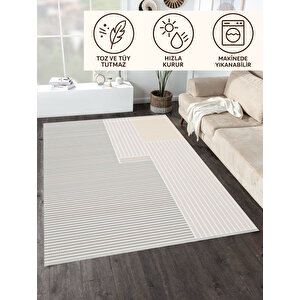 Minimal Geometrik Desen Halı Gri Pudra Bej 160x230