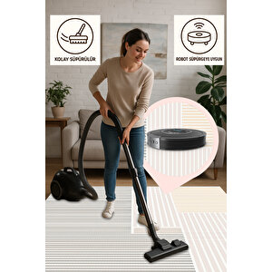 Minimal Geometrik Desen Halı Gri Pudra Bej 160x230 150x300 cm