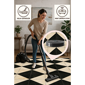 Karo Desen Retro Görünümlü Halı Yıkanabilir 160x230 Cm 80x350 cm