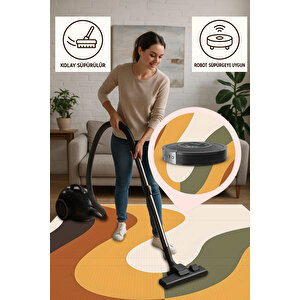 Vintage Boho Desen Halı Zeytin Kahve Tonları 160x230 Cm 120x400 cm