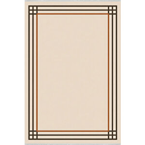 Çift Çizgili Krem Kahve Yıkanabilir Modern Halı 160x230 Cm 100x180 cm