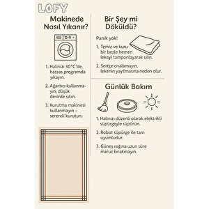 Çift Çizgili Krem Kahve Yıkanabilir Modern Halı 160x230 Cm 100x180 cm