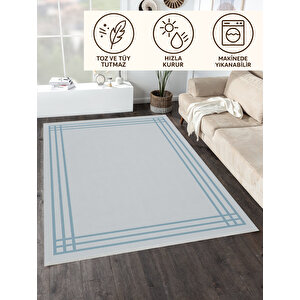 Minimal Buz Mavi Salon Halısı Kaymaz Taban 160x230 Cm 80x350 cm