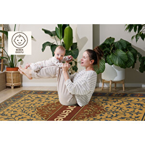 Supreme Logolu Retro Halı – Sokak Stili, Kaymaz Taban, Yıkanabilir, Bebek Ve Evcil Dostu