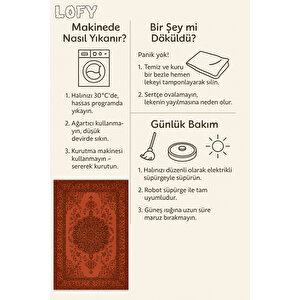 Kiremit Renkli Klasik Halı – Modern & Zamansız Desen | Kaymaz, Yıkanabilir, Evcil Ve Bebek Dostu