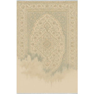 Eriyen Retro Halı – Bej Tonlarda Sanatsal Desen | Kaymaz, Yıkanabilir 100x200 cm
