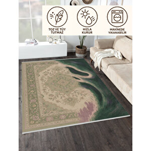 Dalga Desenli Retro Halı – Sanat Dokunuşlu Stil | Kaymaz Taban, Yıkanabilir, Evcil Dostu 120x250 cm