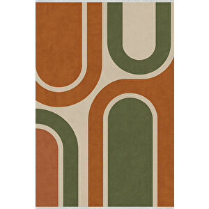Retro Geometrik Halı – Yıkanabilir & Kaymaz | Modern Dekor, İnce Yapı, Bebek Ve Evcil Dostu 100x200 cm