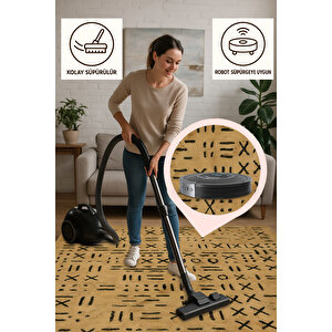 Bohem Tarz Geometrik Halı – Yıkanabilir & Kaymaz | İnce Yapı, Alerji Dostu, Evcil Uyumlu 150x240 cm