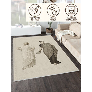 Klasik Figürlü Halı – Sanatsal Tasarım | Kaymaz & Yıkanabilir | Bebek Ve Evcil Hayvan Dostu 80x200 cm
