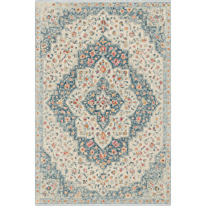 Vintage Mavi Klasik Halı – Kaymaz & Yıkanabilir | Robot Süpürge Uyumlu, Bebek Ve Evcil Dostu 150x150 cm