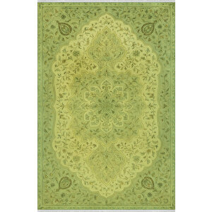 Yeşil Tonlu Klasik Desenli Halı – Canlı & Zarif Görünüm | Kaymaz, Yıkanabilir, Evcil Ve Bebek Dostu 120x250 cm