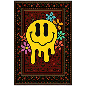 Eriyen Gülen Yüz Retro Halı – Renkli & Eğlenceli | Kaymaz, Yıkanabilir, Evcil Dostu 200x220 cm