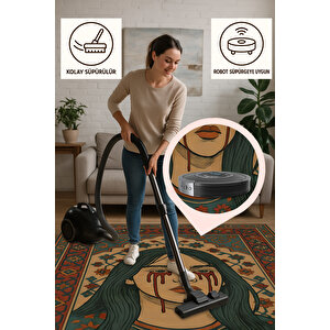 Modern Portre Desenli Halı – Yıkanabilir & Kaymaz | Sanatsal Tasarım, Evcil Ve Bebek Dostu 80x350 cm