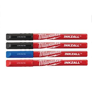 Milwauke Inkzall Ince Uçlu Siyah Mavi Kırmızı 4 Pr