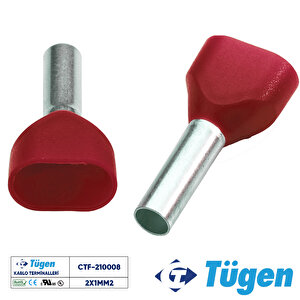 2x1,00mm2 Çift Girişli İzoleli Yüksük Kırmızı ( 1 Kutu 500 Adet )