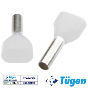 2x0,75mm2 Çift Girişli İzoleli Yüksük Beyaz ( 1 Kutu 500 Adet )