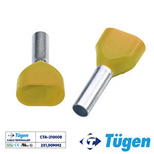 2x1,00mm2 Çift Girişli İzoleli Yüksük Sarı ( 1 Kutu 500 Adet )