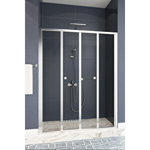 Harmonika Temperli 4 Mm Ön Cephe Katlanır Cam Duşakabin Krom Profil Füme Cam 155 cm