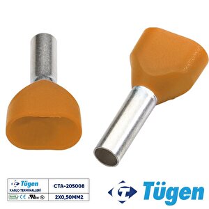 2x0,50mm2 Çift Girişli İzoleli Yüksük Turuncu ( 1 Kutu 500 Adet )