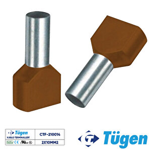 2x10,00mm2 Çift Girişli İzoleli Yüksük Kahverengi ( 1 Kutu 100 Adet )