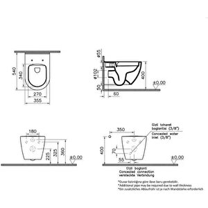 Vitra Asma Klozet, S60, Smoothflush, 54 Cm, 7510l003-0090