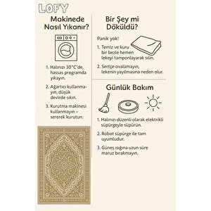 Bej Etnik Desenli Halı – Klasik & Şık Tasarım | Kaymaz, Yıkanabilir, Evcil Ve Bebek Dostu