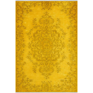 Sarı Retro Desenli Halı – Enerjik & Modern Stil | Kaymaz Tabanlı, Yıkanabilir, Evcil Dostu 80x200 cm