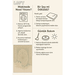 Eriyen Retro Halı – Bej Tonlarda Sanatsal Desen | Kaymaz, Yıkanabilir