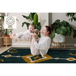 Geometrik Desenli Halı – Kaymaz Taban & Yıkanabilir | Modern Stil, Bebek Ve Evcil Dostu Halı