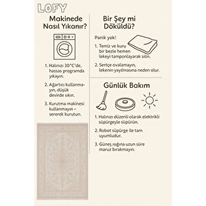 Krem Klasik Desenli Halı – Şık & Zamansız Tasarım | Kaymaz, Yıkanabilir, Bebek Dostu