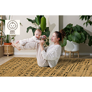 Bohem Tarz Geometrik Halı – Yıkanabilir & Kaymaz | İnce Yapı, Alerji Dostu, Evcil Uyumlu